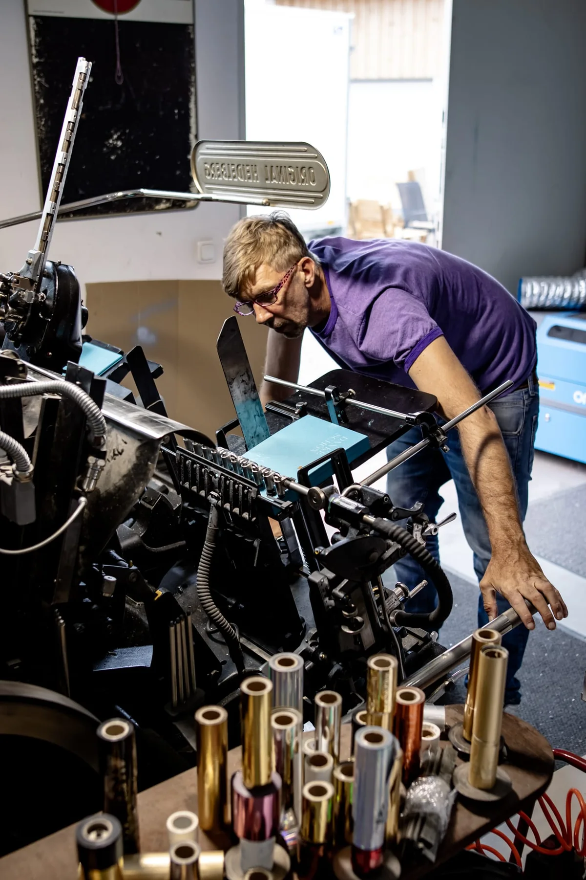 Historische Heidelberg Tiegelpresse in der Werkstatt